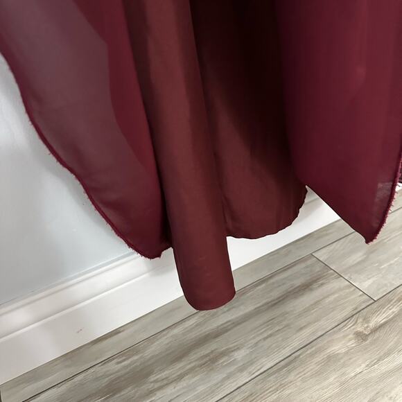 JJs House Womens Bridesmaids Dress Formal Long Lace Size 6 Burgundy Sleeveless - Picture 8 of 13